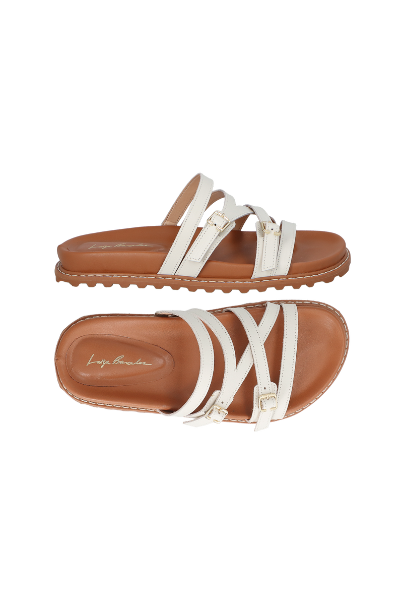 PAPETE TRATORADA EM COURO OFF WHITE COM FIVELAS