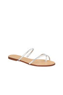 SANDÁLIA RASTEIRA TIRAS CRUZADAS METALIZADA PRATA