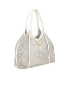 BOLSA TOTE GRANDE EM COURO OFF WHITE COM RECORTES