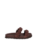 SANDÁLIA PAPETE COM FLORES EM RÁFIA MARROM CAFÉ