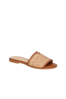 RASTEIRA EM COURO CARAMELO E PALHA COM APLICAÇÃO