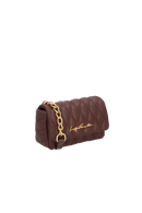 BOLSA CROSSBODY EM COURO CAFÉ COM CORRENTE PEQUENA