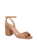 SANDÁLIA SALTO BLOCO MÉDIO EM COURO BEGE BLUSH COM TIRAS FINAS CRUZADAS