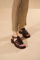 SANDÁLIA PESCADORA TRATORADA EM COURO MARROM CAFÉ