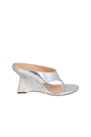 MULE DE DEDO EM METALIZADA PRATA COM SALTO ANABELA ESCULTURAL