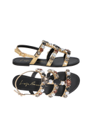 SANDÁLIA RASTEIRA OURO MAXI PEDRARIAS COLORIDAS