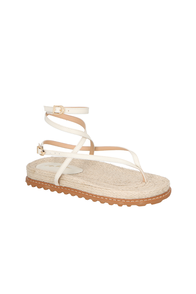 PAPETE EM COURO OFF WHITE COM TIRAS FINAS