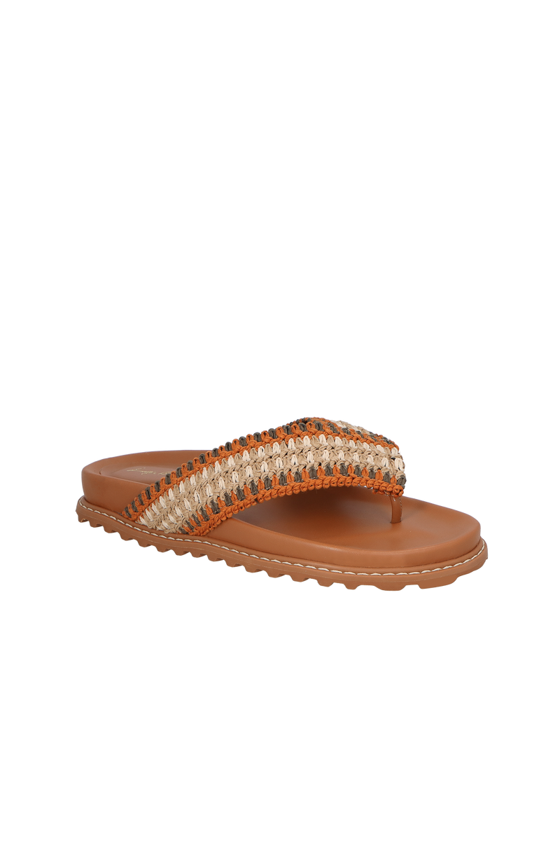 SANDÁLIA DE DEDO EM CROCHET MULTICOR CARAMELO