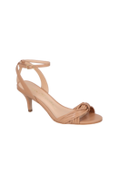 SANDÁLIA SALTO FINO ALTO EM COURO BEGE BLUSH COM TIRAS FINAS CRUZADAS