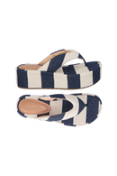 SANDÁLIA PLATAFORMA FLAT LISTRADA AZUL NAVAL