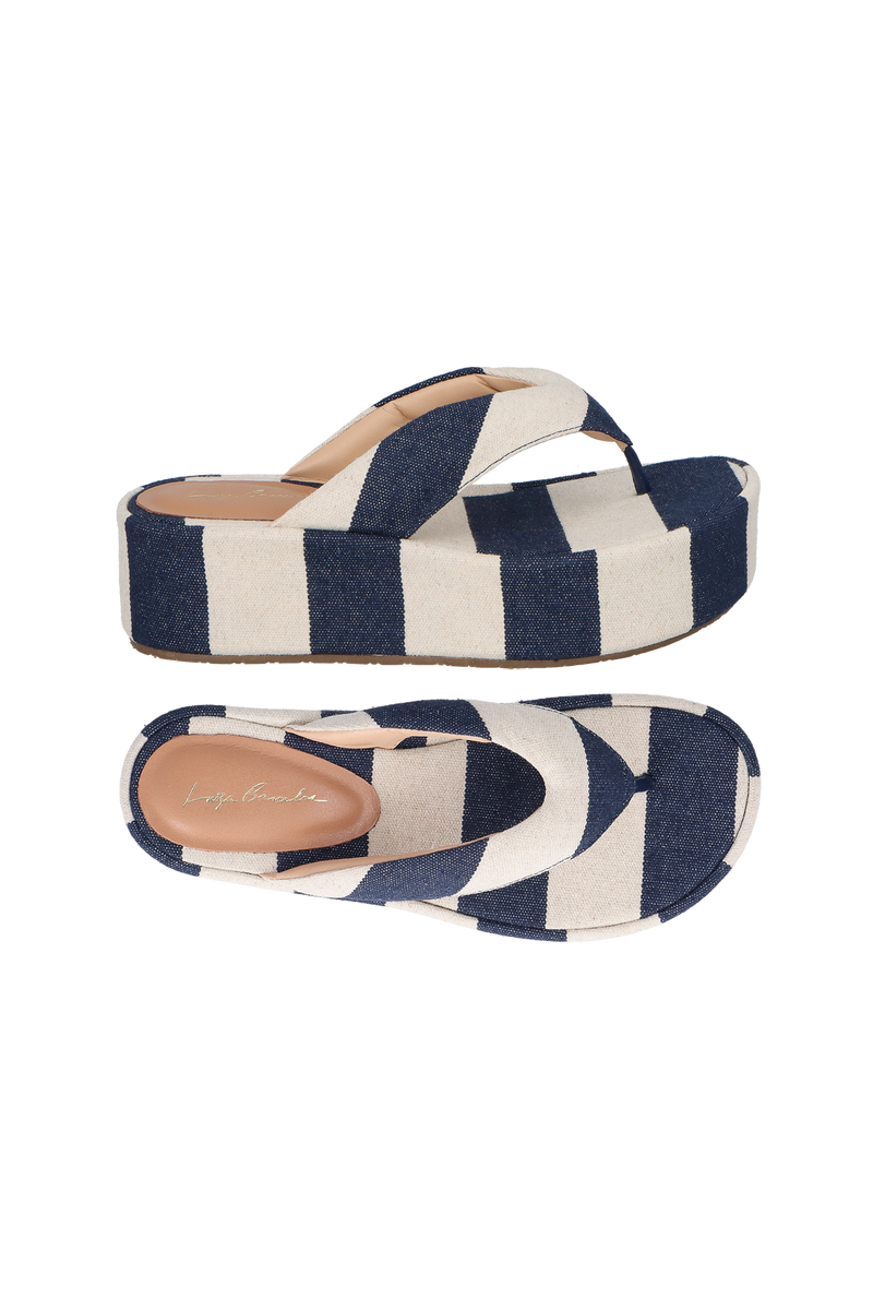 SANDÁLIA PLATAFORMA FLAT LISTRADA AZUL NAVAL