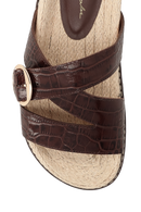 PAPETE EM COURO CROCO MARROM CAFÉ COM FIVELA