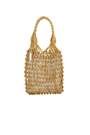 BOLSA MÉDIA TRAMADA EM COURO METALIZADO OURO E PRATA