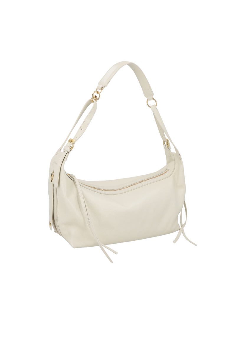 BOLSA GRANDE EM COURO ESTONADO OFF WHITE