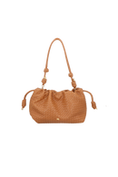 BOLSA MÉDIA EM COURO CARAMELO COM ALÇA DE NÓS