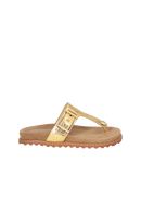 SANDÁLIA PAPETE DE DEDO EM METALIZADO OURO COM FIVELA