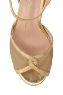 SANDÁLIA MEIA PATA METALIZADA DOURADA COM TELA