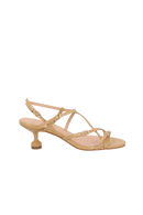 SANDÁLIA EM COURO BEGE AREIA COM SALTO TAÇA