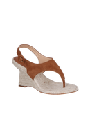 SANDÁLIA ANABELA DE DEDO EM CAMURÇA CARAMELO E JUTA