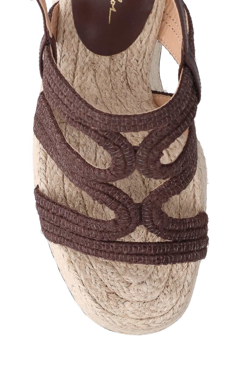 SANDÁLIA PLATAFORMA EM RÁFIA COM TIRAS ENTRELAÇADAS