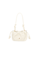 BOLSA PEQUENA EM COURO OFF WHITE TRESSÊ COM ALÇA DE NÓS