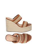 SANDÁLIA ANABELA EM CROCHET MULTICOR CARAMELO