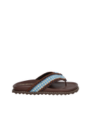 SANDÁLIA DE DEDO EM CROCHET MULTICOR MARROM CAFÉ