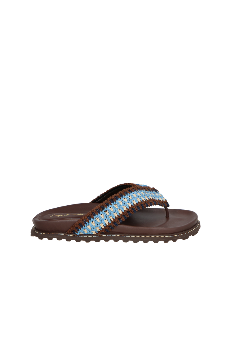 SANDÁLIA DE DEDO EM CROCHET MULTICOR MARROM CAFÉ