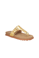 SANDÁLIA PAPETE DE DEDO EM METALIZADO OURO COM FIVELA