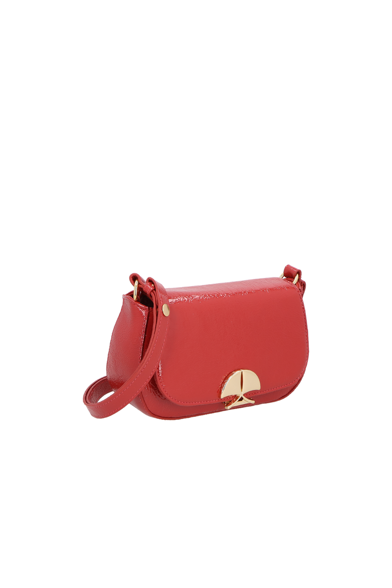 BOLSA PEQUENA EM VERNIZ VERMELHO COM FECHO CALIANDRA