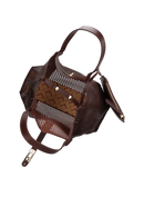 BOLSA TOTE GRANDE EM COURO MARROM CAFÉ COM RECORTES