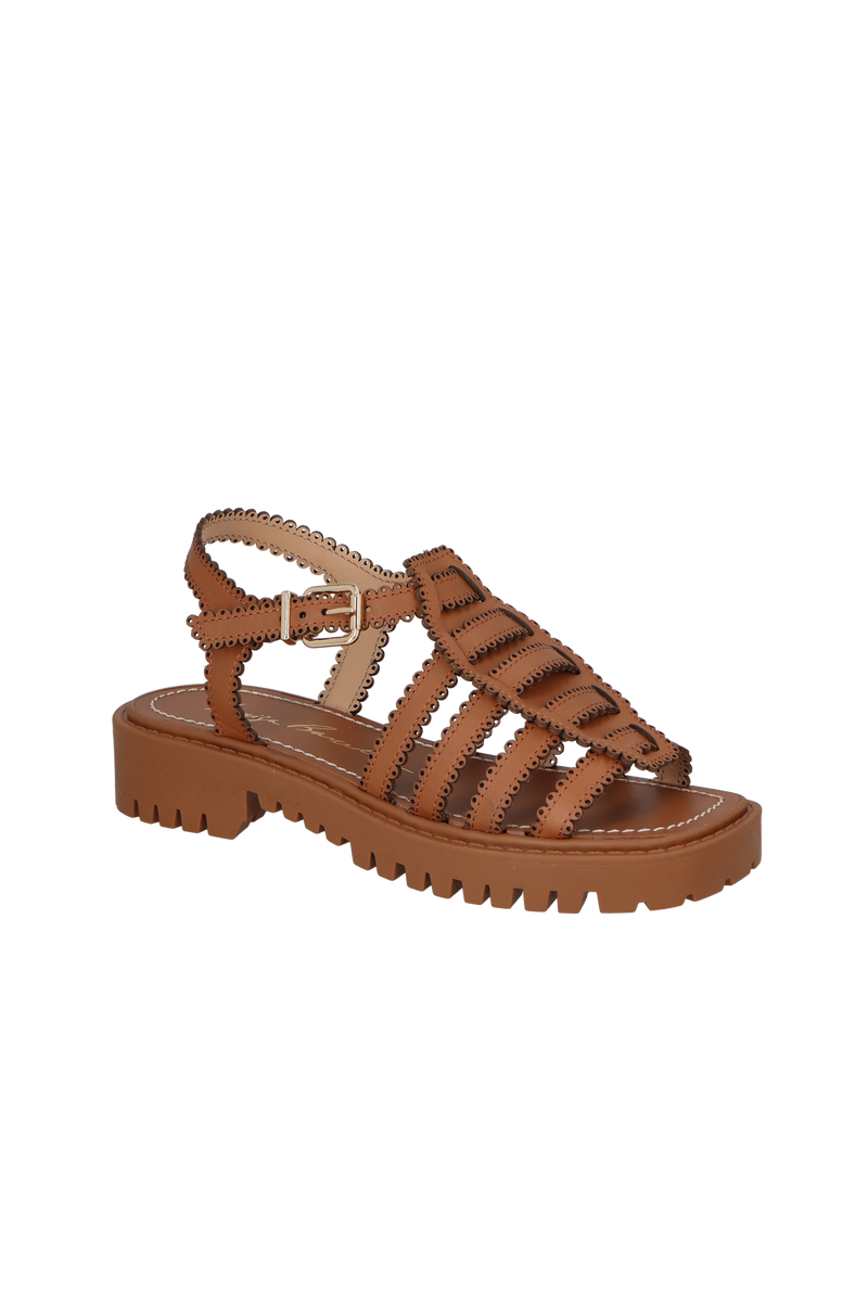 SANDÁLIA PESCADORA TRATORADA EM COURO CARAMELO