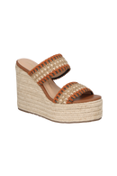 SANDÁLIA ANABELA EM CROCHET MULTICOR CARAMELO