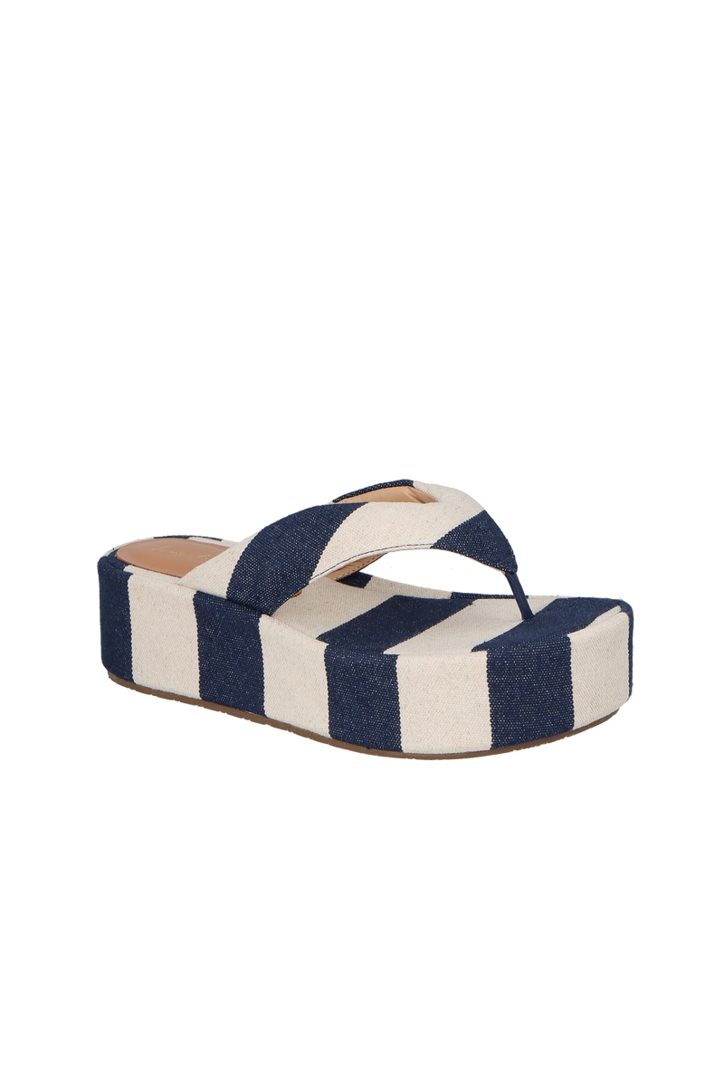 SANDÁLIA PLATAFORMA FLAT LISTRADA AZUL NAVAL