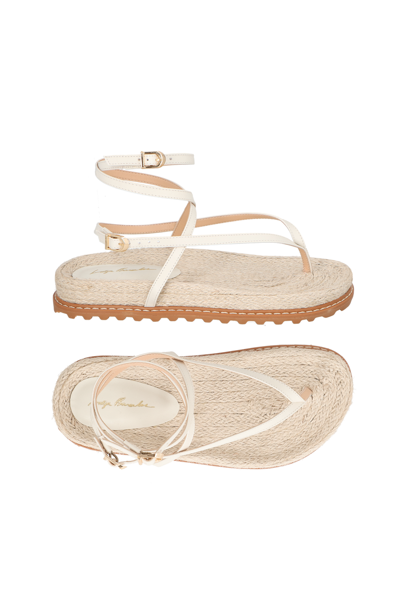 PAPETE EM COURO OFF WHITE COM TIRAS FINAS