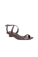 SANDÁLIA ANABELA EM VERNIZ CAFÉ COM TIRAS