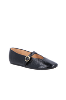 SAPATILHA MARY JANE EM COURO VERNIZ PRETO COM DECOTE V