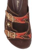 PAPETE EM CAMURÇA CAFÉ COM FIVELAS E APLICAÇÕES