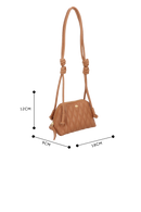 BOLSA PEQUENA EM COURO CARAMELO MATELASSÊ COM ALÇA DE NÓS