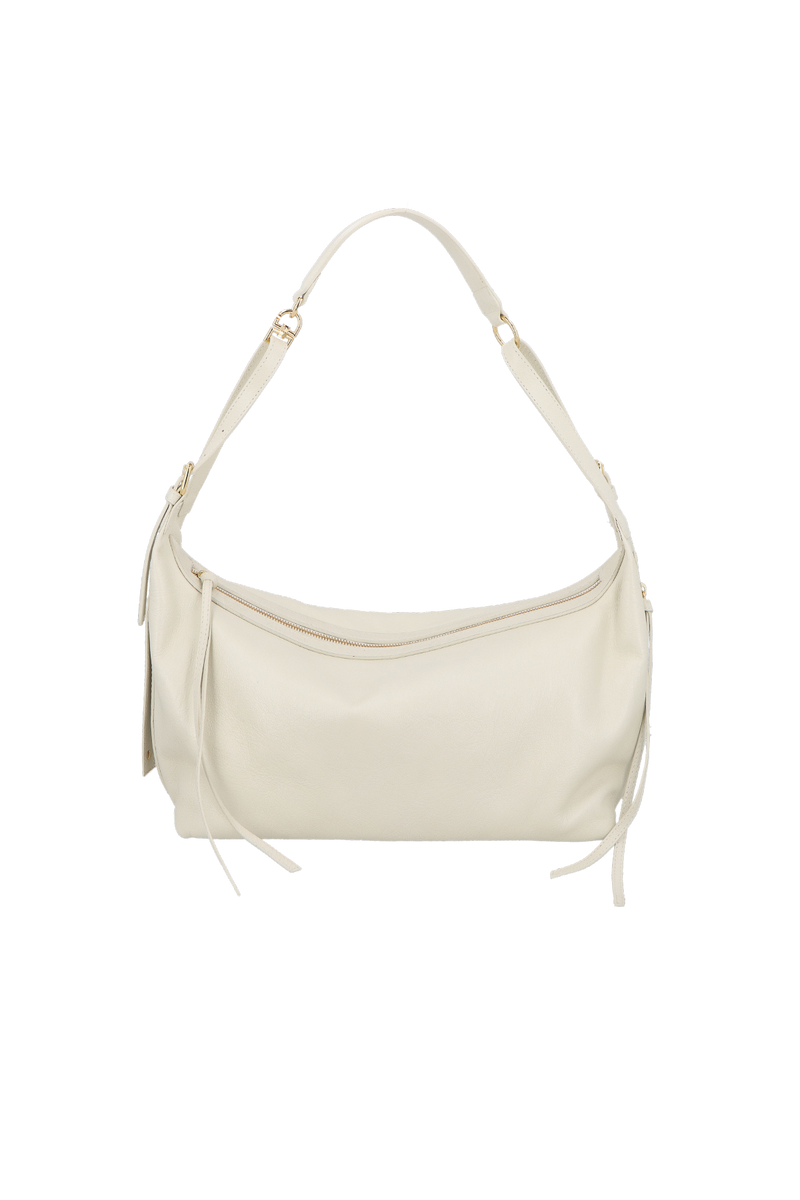 BOLSA GRANDE EM COURO ESTONADO OFF WHITE