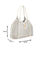BOLSA TOTE GRANDE EM COURO OFF WHITE COM RECORTES
