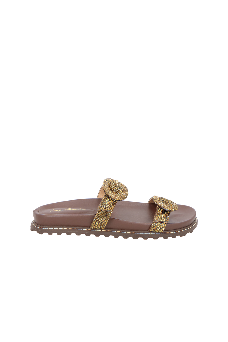 PAPETE EM COURO MARROM CAFÉ COM FIVELAS DE STRASS