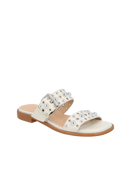 RASTEIRA EM COURO OFF WHITE COM APLICAÇÕES METÁLICAS