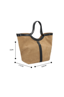 BOLSA GRANDE MINIMALISTA EM CAMURÇA BEGE FENDI E COURO PRETO