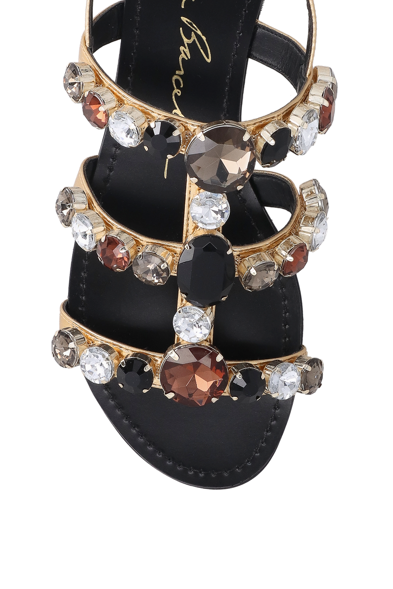 SANDÁLIA RASTEIRA OURO MAXI PEDRARIAS COLORIDAS