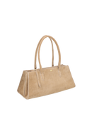 BOLSA MÉDIA EM CAMURÇA BEGE FENDI ESTRUTURADA  BOLSA MÉDIA EM CAMURÇA BEGE FENDI ESTRUTURADA