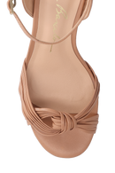 SANDÁLIA SALTO BLOCO MÉDIO EM COURO BEGE BLUSH COM TIRAS FINAS CRUZADAS