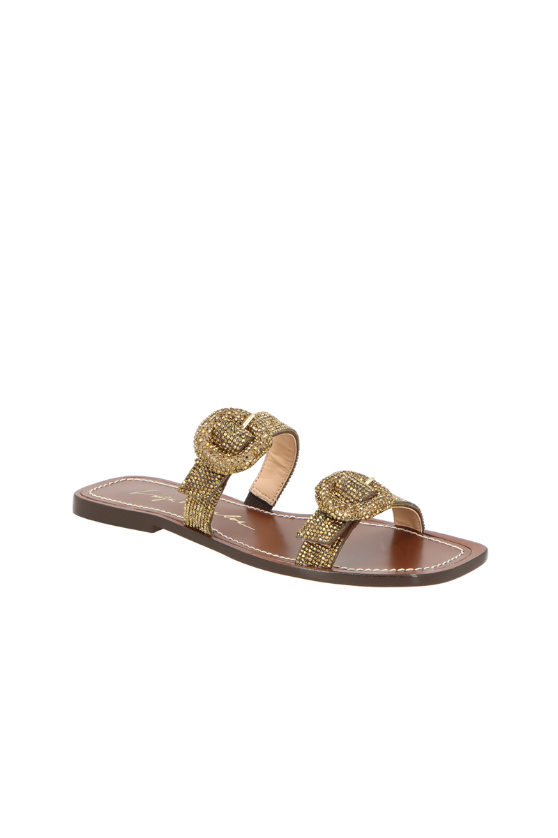 SANDÁLIA RASTEIRA FIVELAS CRISTAIS MARROM CAFÉ