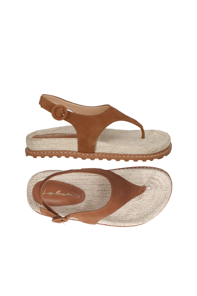 PAPETE EM CAMURÇA CARAMELO E JUTA