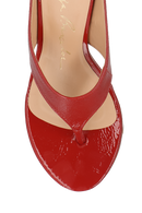 MULE DE DEDO EM VERNIZ VERMELHO COM SALTO ANABELA ESCULTURAL